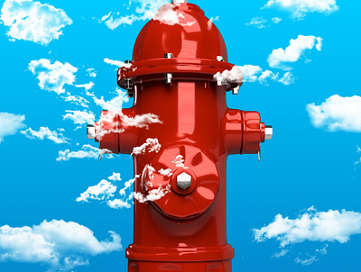 Hidrante con nubes II clouds design fire fireart firesystem hidrante hydrant nubes print