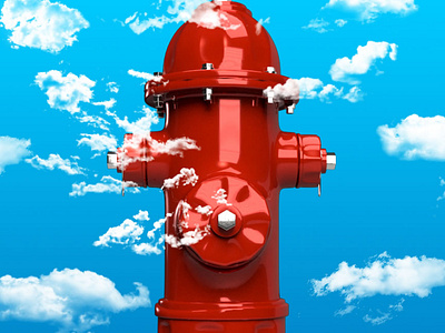 Hidrante con nubes II clouds design fire fireart firesystem hidrante hydrant nubes print