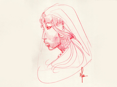 Iroquois Bride american native sketch tribal woman