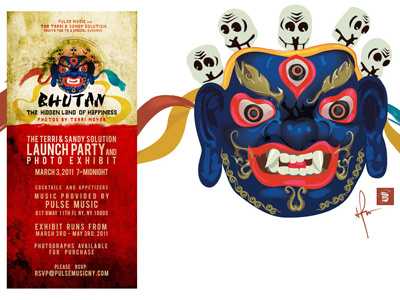 Bhutan Flyer asian flyer graphics illustration mask tibetan vector