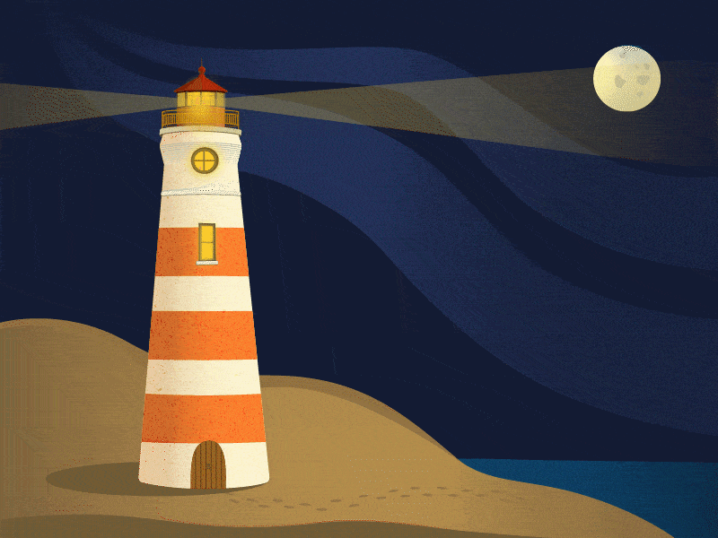 Night Lighthouse after effects animation 2d gradient illustrator lighthouse night sea