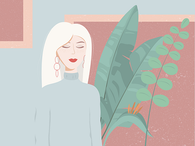 Girl with plants girl illustraion illustrator pastel colors plants