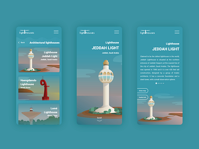 Lighthouses mobile app concept adobe illustrator gradients illustration interface lighthouse lighthouses mobile app mobile design ui ux uidesign