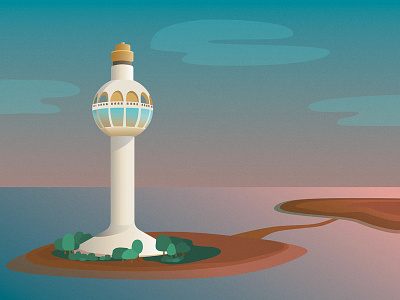 Jeddah Light architectural architecture gradient gradients illustration illustration art illustration design illustration digital illustrations illustrator lighthouse sea seaside texture ui design