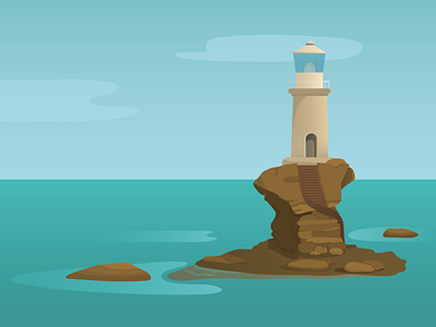 Tourlitis Lighthouse adobe illustrator digital illustration digitalart gradient illustration illustrator lighthouse sea summer vector illustration