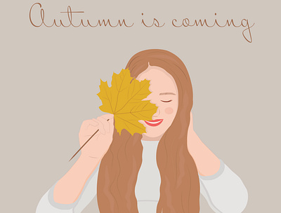 Autumn | Art | Illustration | Girl | Leaf | Cartoon | Nature art cartoon design illustration logo minimal postcard vector