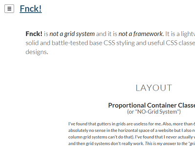Fnck! version 0.1 css html library light weight minimal paul spades website