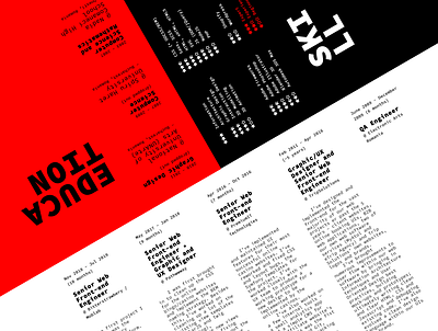 cv 2019 - modernist print version cv design flat international style modernism paul spades print red slanted swiss style typography