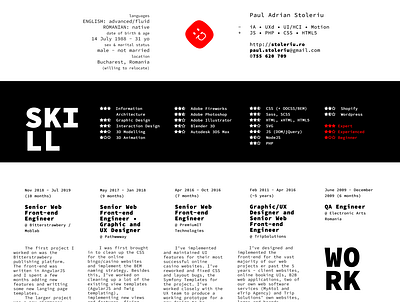 cv 2019 - digital version design flat paul spades paulspades typography