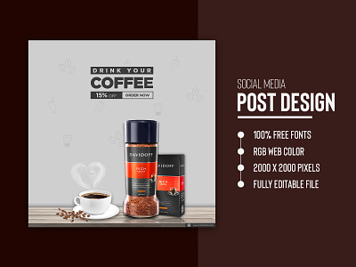 Social Media Banner Post Template Design | Coffee Banner advertisement animated banner animation bannerads beans business coffee banner coverpage digitalmarketing facebookads graphicsdesign instagrampost motion graphics onlinebanner photoshop posterdesign socialmedia socialmediabranding webbanner youtube