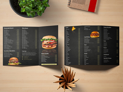 Trifold Brochure Design for Restaurant Food Menu Card Flyer