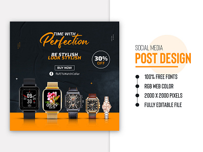 Product Banner Post Design I Watch Banner advertisement banner design bannerads facebook post instagram post luxury watch new watch post design product banner social media banner social media post stylis watch trendy watch watch banner