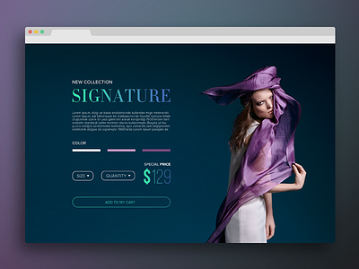 Signature | Product Screen add to cart cart checkout collection flat interface shoping ui ux web webdesign website