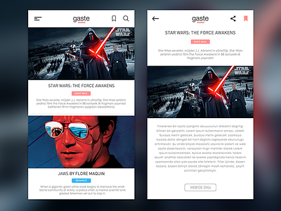 Gaste | Three android app haber material mobile news ui ux