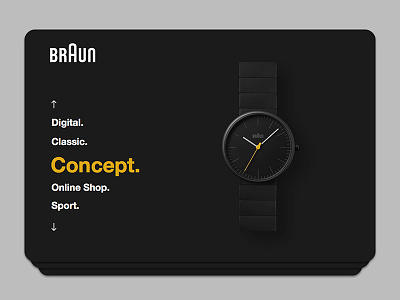 Braun | Concept Dark braun card clock shoping ui ux watch website
