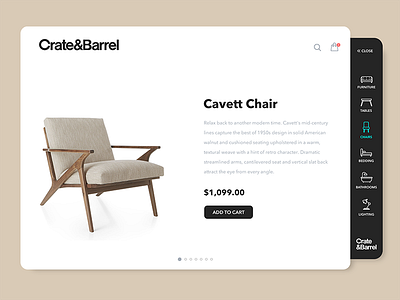 Create & Barrel | Concept cart create barrel e commerc furniture product shopping ui web