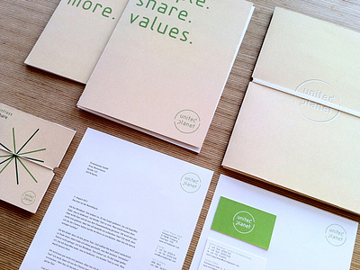 United Planet stationery branding business card case clean corporate design green letterhead logo portfolio software company stationery typogaphy typography united planet visual identity whitepaper