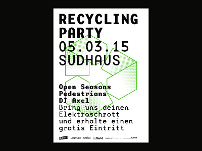 Recycling Party Poster advertising clean design event event branding event design green minimal party poster poster design posters print print design typography vector