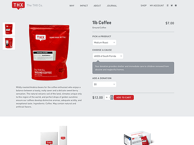 THX Product Page ecommerce startup ui website