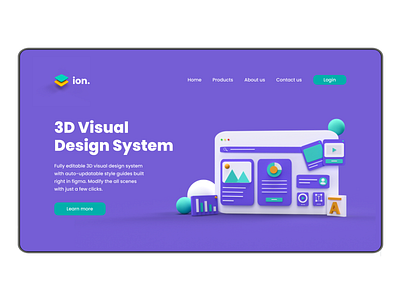 3D Visual Design System 3d adobe dimension figma uidesign uiux webdesign website
