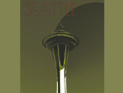 Seattle Space Needle affinitydesigner affinityphoto design green poster