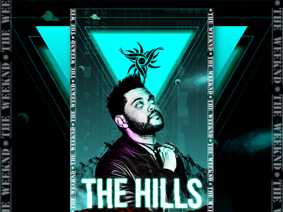 Music album cover branding graphic design illustration logo music neon photoshop poster sci fi the hills the weekend uiux