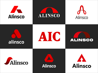 Alinsco Logo Exploration a logo abstract abstract logo agency logo branding exploration graphic design identity insurance logo logo logo exploration red logo redesign typography vector