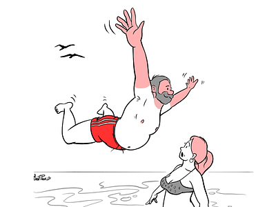 Fly for a beach holiday beach cartoon corona coronavirus covid19 drawing flying holiday illustration illustrator swimming tan