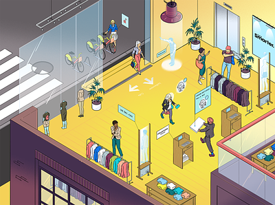 Wired UK - The Future of Business cartoon character drawing illustration illustrator isometric money shop