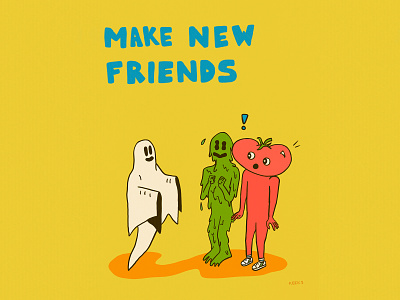 Make New Friends art bold design digital drawing ghost hand drawn illustration type typography vector