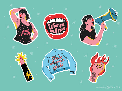 Stickers women set