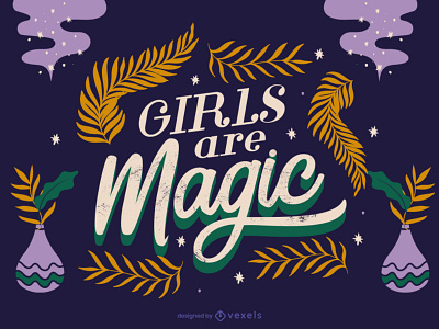 Typography work colors elements girl graphic design illustration lettering magic magical nature plants quote typography woman women