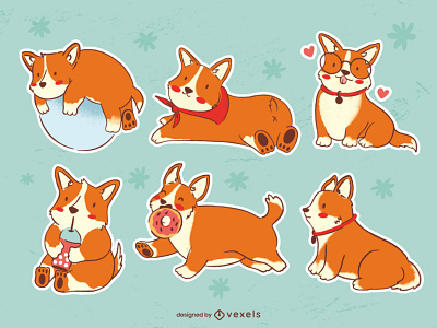 Cute corgi sticker animal character corgi cute design dog funny illustration love nature
