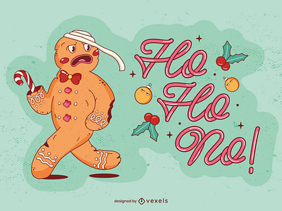Christmas character angry cartoon character christmas funny gingerbread illustration lettering