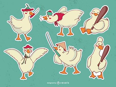 Funny goose sticker angry animal character cute funny goose illustration illustrations nature violence