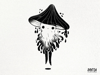 Ghost mushroom character creepy cute ghost halloween illustration magic mushroom
