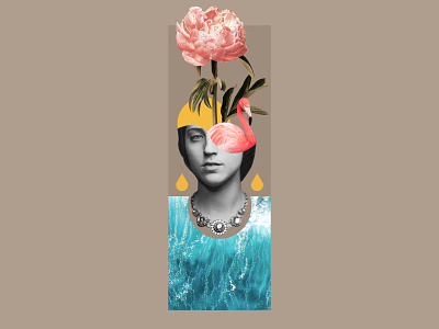 Summer collage artistic black and white collage collage art flamingo graphic design ocean photography photoshop sea summer sun woman