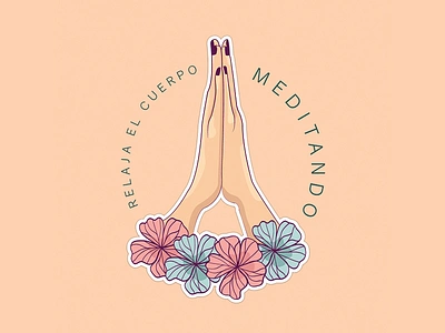 Relaja el cuerpo meditando adobe illustrator body flowerts hands illustration meditation menu mundra relax woman yoga yogi