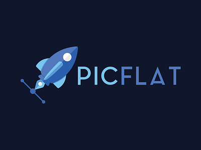 Picflat Logo adobe illustrator blue blue logo branding design flat flatdesign icon illustration logo rocket space space logo typography vector
