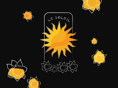 Le Soleil adobe illustrator black illustration illustration art illustrations sun sunflower tarot vector