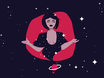 Witch adobe illustrator digital illustration illustration planet space stars vector witch woman woman illustration