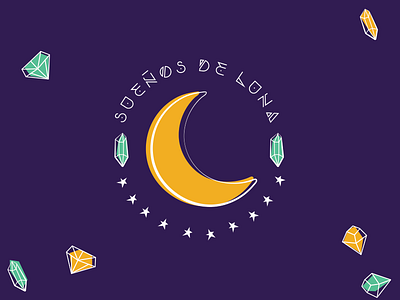 Sueños de luna adobe illustrator cristals design digital illustration flatdesign illustration moon moonlight space typography vector