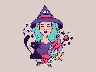 Ceres adobe illustrator adobe photoshop cat character character design digital illustration illustration magic vector violet witch witchcraft witches witchy woman