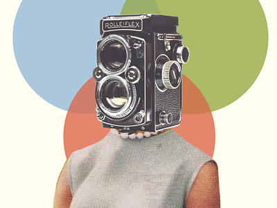 Rolleiflex camera collage design illustration vintage