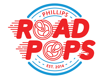 Road Pops badge beer beer can retro running typography