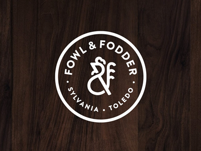 Fowl and Fodder Emblem Design ampersand chicken emblem logo restaurant vector