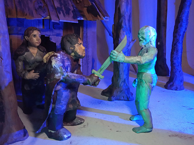 Plasticine Game of Thrones - White Walker vs Sam and Gilly characters clay gameofthrones gilly got illustration plasticine plasticinema samwelltarly whitewalkers