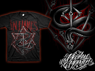 JESTERHEAD BONES AND SNAKE band bones dark demon design evil horror illustration inflames metal rock scarry snake