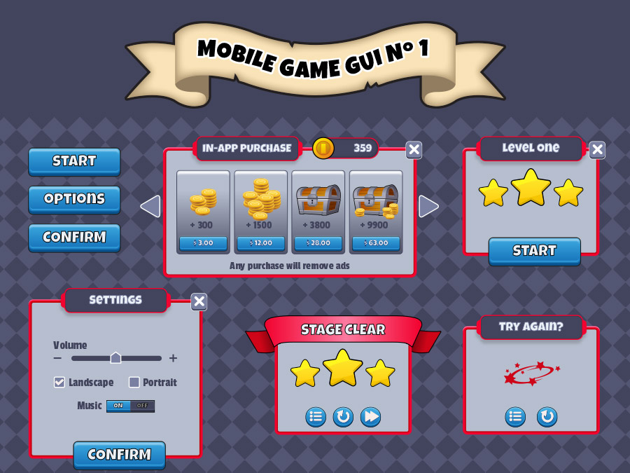 Mobile Game GUI Vol 1