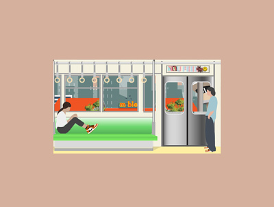 in the train with you design illustration poet railway subway train